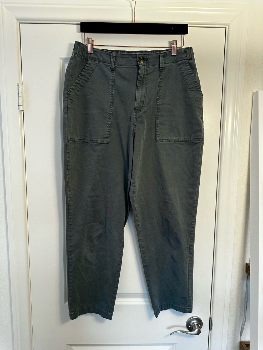 Sonoma Steel Blue Utility Cargo Straight Leg Pants Pull On Fall Large